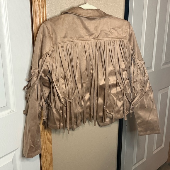 Western Tan Fringe Open Front Jacket NEW - Picture 6 of 7
